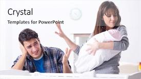  Presentation with baby crying - Slides enhanced with colic - young dad cannot stand baby background and a pink colored foreground