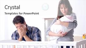  Presentation with baby crying - Amazing slide deck having colic - young dad cannot stand baby backdrop and a white colored foreground