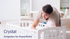  Presentation with crying baby - Amazing PPT theme having colic - young father dad frustrated backdrop and a sky blue colored foreground