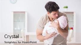  Presentation with crying baby - Cool new slides with colic - young father dad frustrated backdrop and a lemonade colored foreground