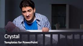  Presentation with baby crying - PPT layouts with colic - young father under stress due background and a dark gray colored foreground