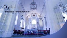 Presentation with history church - Presentation consisting of colina da penha in macau background and a light blue colored foreground