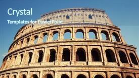  Presentation with rome italy - Colorful presentation design enhanced with coliseum famous place at italy backdrop and a teal colored foreground