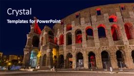  Presentation with rome italy - Theme consisting of coliseum-in-rome-italy-architecture background and a navy blue colored foreground