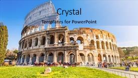  Presentation with rome - Audience pleasing slides consisting of coliseum in rome backdrop and a light blue colored foreground