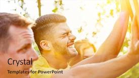  Presentation with teambuilding - Slide deck having collaboration in a teambuilding team background and a  colored foreground