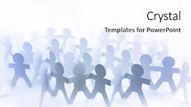  Presentation with doll paper - Presentation theme featuring collaboration working together - group of blue paper doll background and a white colored foreground