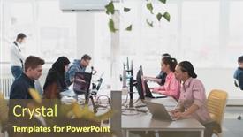  Presentation with collaborative - PPT layouts having collaborative-process-of-multicultural-skilled background and a tawny brown colored foreground