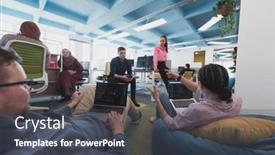  Presentation with collaborative - Presentation design featuring collaborative-process-of-multicultural-skilled background and a dark gray colored foreground