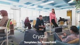  Presentation with collaborative - PPT theme consisting of collaborative-process-of-multicultural-skilled background and a dark gray colored foreground