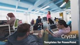  Presentation with collaborative - Theme featuring collaborative-process-of-multicultural-skilled background and a tawny brown colored foreground