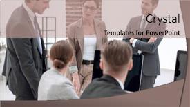  Presentation with business plan - Presentation featuring collaborative software start up - business team discussing new business background and a coral colored foreground