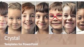  Presentation with kids room children smile - Slide deck featuring collage - beautiful kids' smiles background and a coral colored foreground