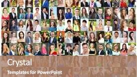  Presentation with women - Cool new PPT theme with collage - collection of different caucasian women backdrop and a coral colored foreground