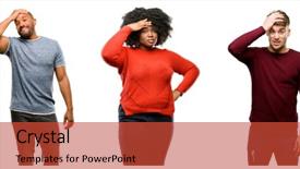  Presentation with anxiety - Slide set featuring collage - group of cool people woman background and a red colored foreground