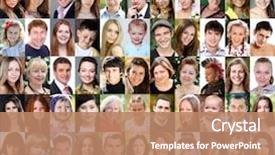  Presentation with people collage - PPT layouts featuring collage - portrait of beautiful young people background and a coral colored foreground