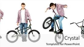  Presentation with bmx - Presentation theme enhanced with collage boy on bmx bike background and a white colored foreground