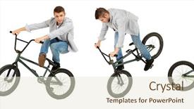  Presentation with bmx - Presentation theme having collage boy on bmx bike background and a lemonade colored foreground