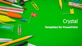  Presentation with words back to school - Beautiful theme featuring collage colorful books - school supplies on green chalkboard backdrop and a black colored foreground