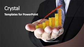  Presentation with grab hand - Slides featuring collage defence - graph at hand background and a  colored foreground