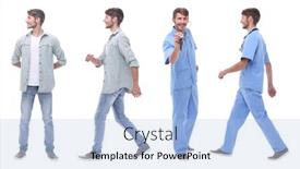  Presentation with collage - Cool new presentation theme with collage-doctor-and-young-man backdrop and a light blue colored foreground