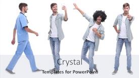  Presentation with collage - Cool new slide set with collage-doctor-and-young-man backdrop and a light blue colored foreground