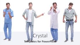  Presentation with collage - Beautiful PPT theme featuring collage-doctor-and-young-man backdrop and a light blue colored foreground