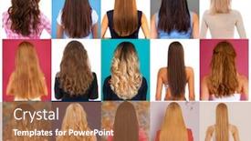  Presentation with hair corporate female - PPT layouts with collage-female-hair-rear-view background and a coral colored foreground