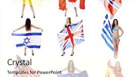  Presentation with world flags - Slide set having collage flags of the world background and a cream colored foreground