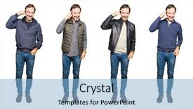  Presentation with great idea - Audience pleasing theme consisting of collage handsome middle age man wearing different looks white isolated background smiling pointing head one finger great idea thought good memory backdrop and a light blue colored foreground