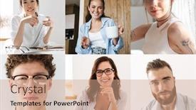  Presentation with people collage - Amazing theme having collage-image-of-different-happy backdrop and a coral colored foreground