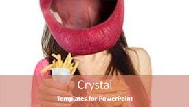  Presentation with fast food - Presentation design enhanced with collage-in-magazine-style background and a coral colored foreground