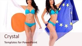  Presentation with european union - Colorful presentation theme enhanced with collage japan and the european backdrop and a lemonade colored foreground