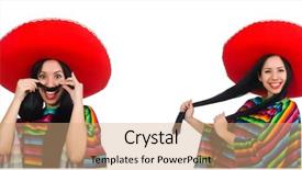  Presentation with latino - Presentation theme enhanced with collage latino - mexican woman in funny concept background and a coral colored foreground