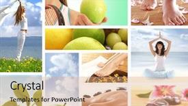  Presentation with health pictures - Amazing slide deck having collage made of many pictures backdrop and a coral colored foreground