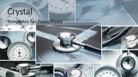  Presentation with collage medical - Beautiful PPT theme featuring collage made of medical elements backdrop and a light blue colored foreground