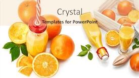  Presentation with orange green white - PPT theme with collage-mix-set-of-fresh background and a lemonade colored foreground