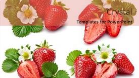  Presentation with green leaf - Beautiful slides featuring collage-mix-set-of-strawberries backdrop and a coral colored foreground