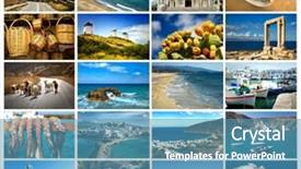  Presentation with cyclades - Presentation design featuring collage of 20 images from famous location in the cyclades greece background and a teal colored foreground