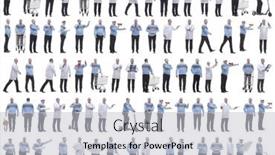  Presentation with displaying - PPT theme having collage-of-a-man background and a light gray colored foreground