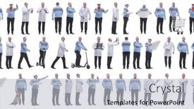  Presentation with displaying - PPT theme with collage-of-a-man background and a light gray colored foreground