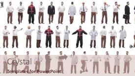  Presentation with displaying - PPT theme consisting of collage-of-a-man background and a soft green colored foreground