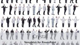  Presentation with displaying - Presentation design consisting of collage-of-a-man background and a light gray colored foreground