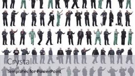  Presentation with displaying - Slide set consisting of collage-of-a-man background and a light gray colored foreground