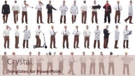  Presentation with displaying - Presentation theme featuring collage-of-a-man background and a soft green colored foreground