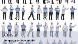  Presentation with displaying - Slide deck having collage-of-a-man background and a light blue colored foreground