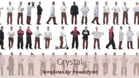  Presentation with displaying - Presentation theme having collage-of-a-man background and a soft green colored foreground