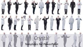  Presentation with displaying - Presentation theme featuring collage-of-a-man background and a light gray colored foreground