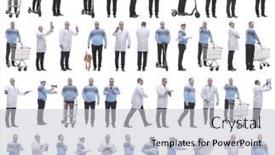  Presentation with displaying - Presentation theme featuring collage-of-a-man background and a light gray colored foreground