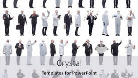  Presentation with displaying - PPT theme consisting of collage-of-a-man background and a light gray colored foreground